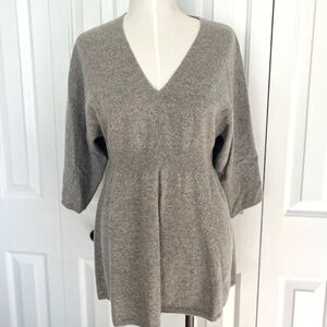 Kenar 100% Cashmere V-Neck Sweater Heather Light Grey Size L